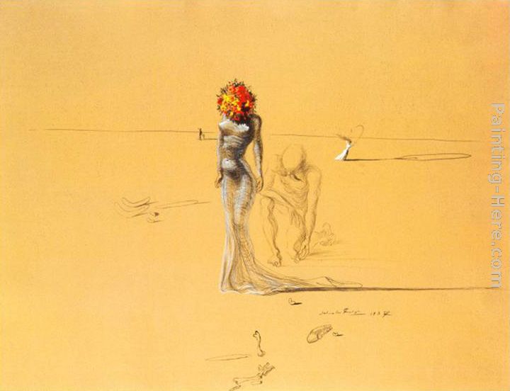 Female Figure with Head of Flowers painting - Salvador Dali Female Figure with Head of Flowers art painting